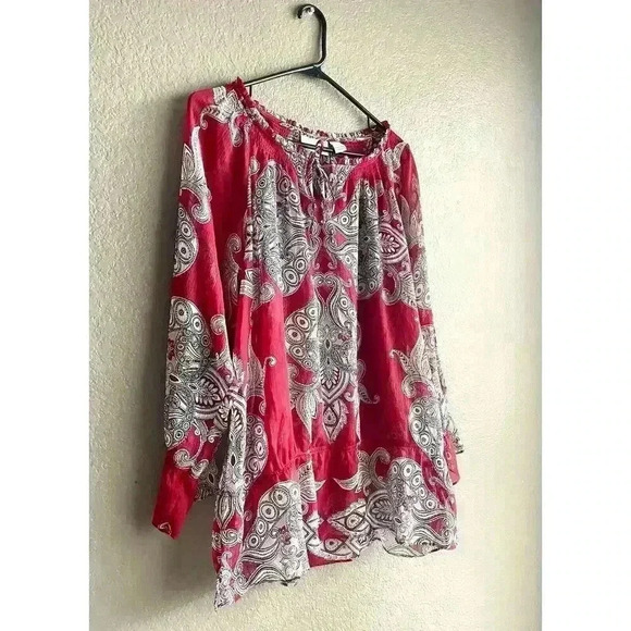 Chicos Size 2 Plus Size Pull Over Blouse Top Sheer Lightweight Paisley - Picture 2 of 7